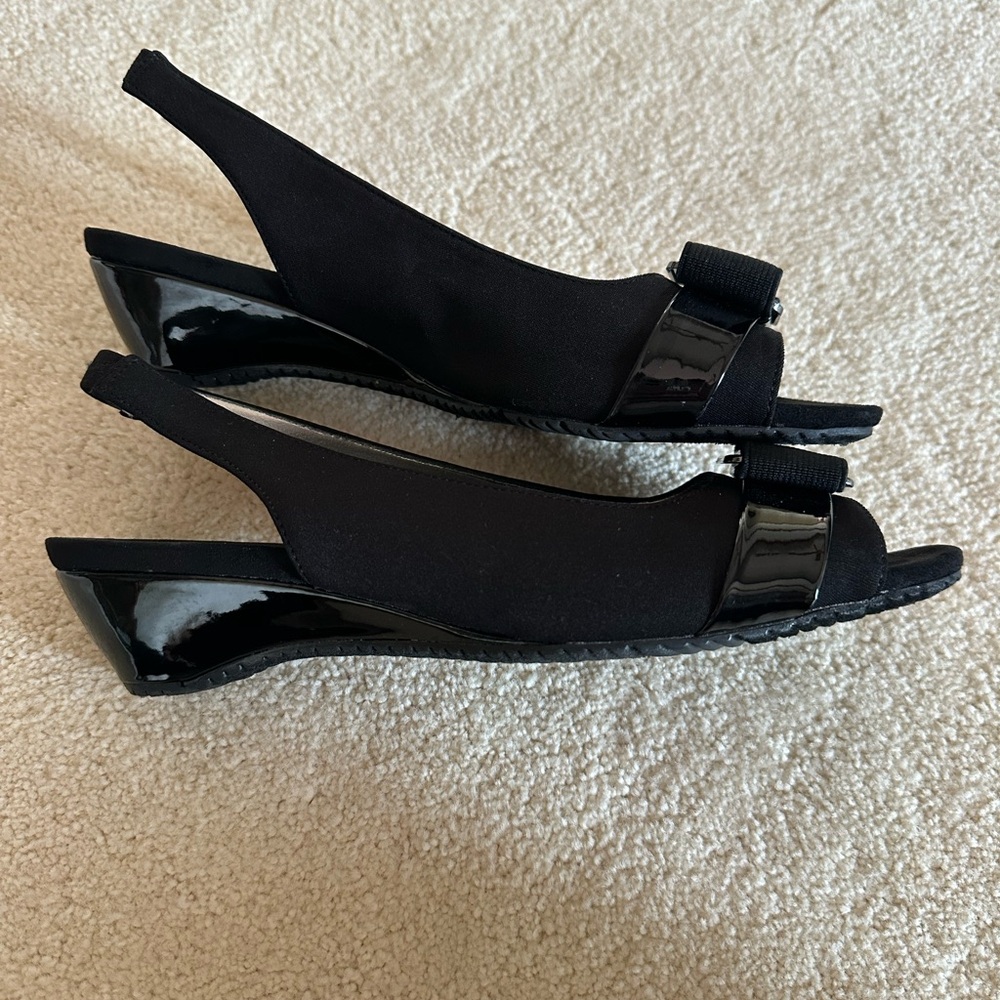 Anne Klein Black Slingback Flats with Buckle